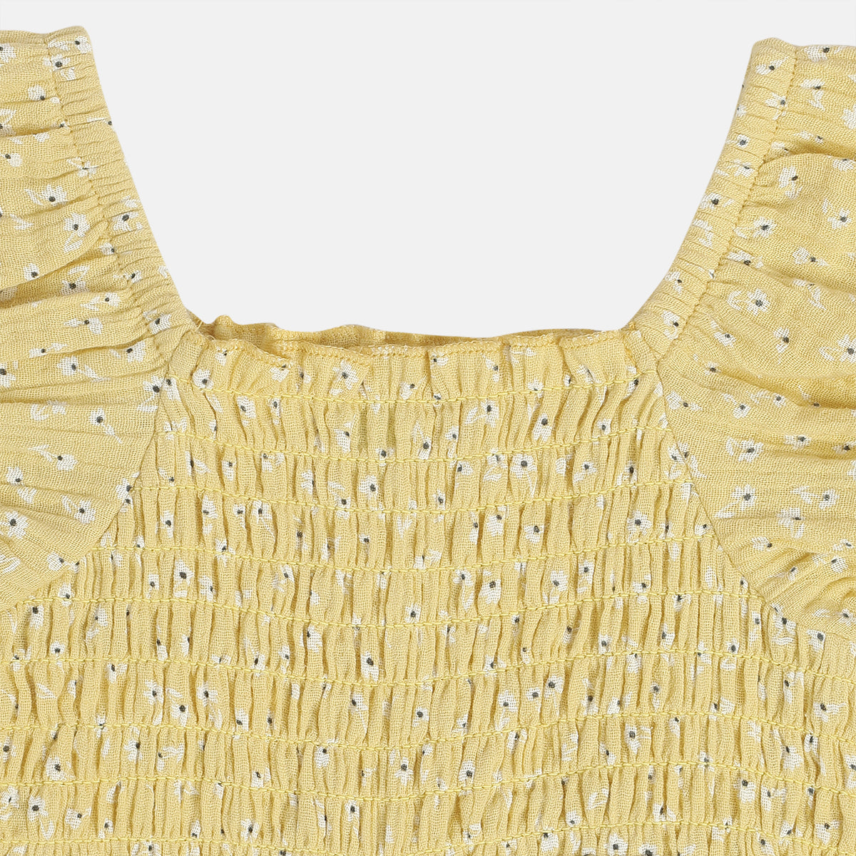 Baby Girls Floral Printed Woven Dress, Yellow