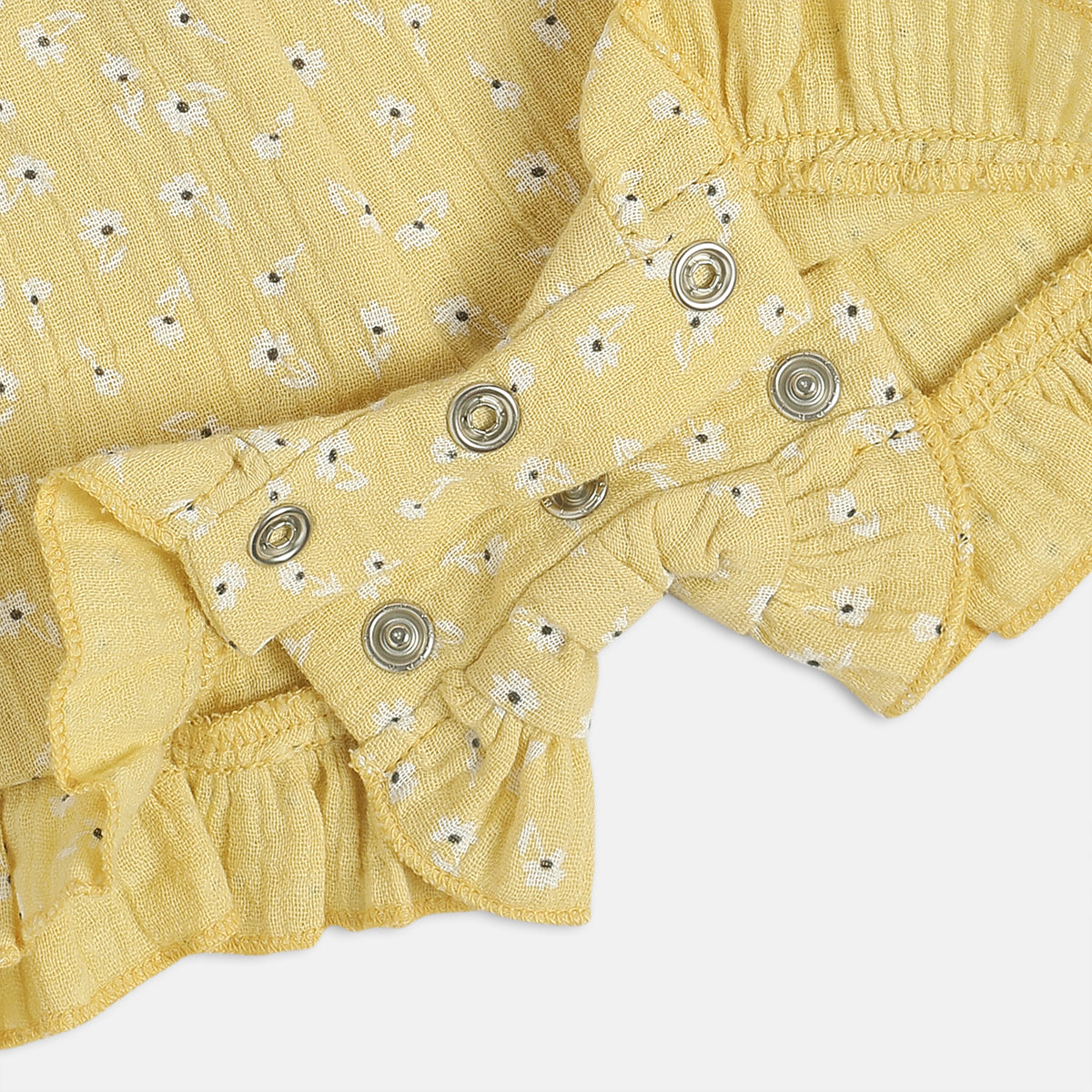 Baby Girls Floral Printed Woven Dress, Yellow