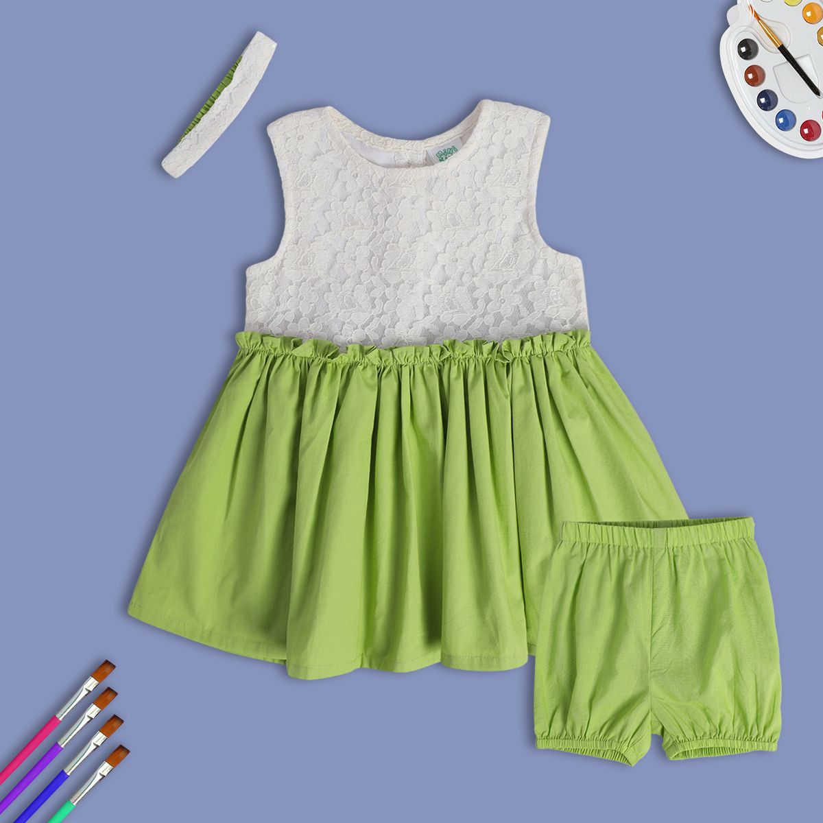 Girls Green Pack Of 3 Dress