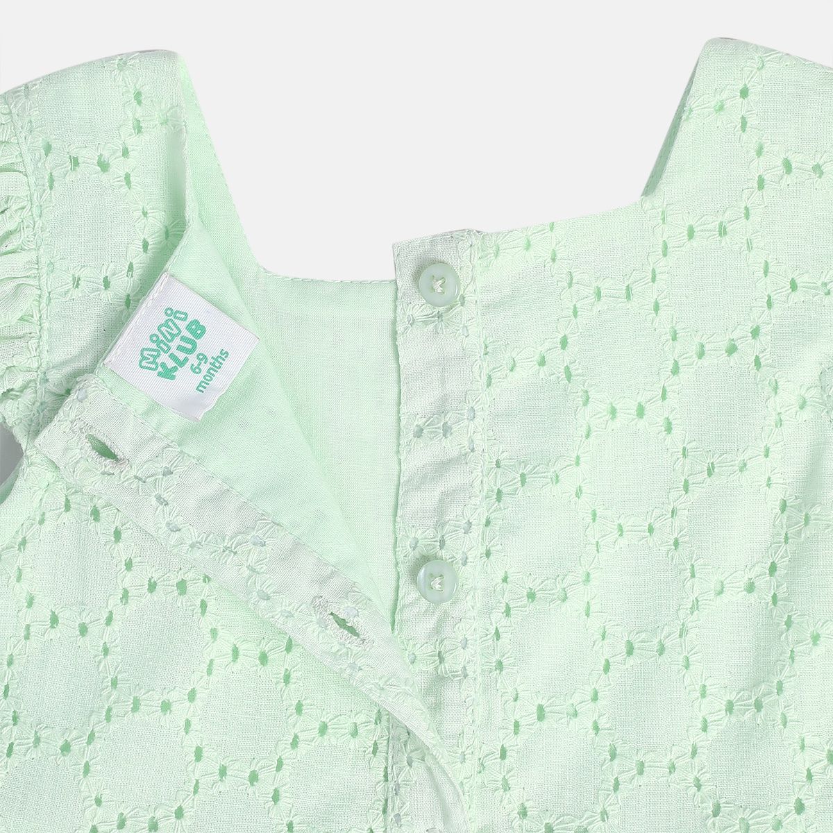 Girls Green Round Neck Sleeve Less Dress