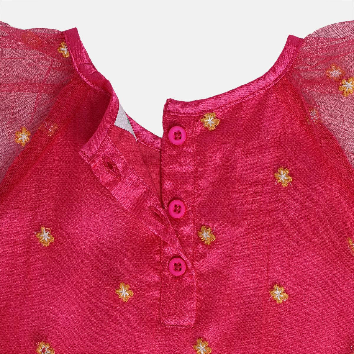 Girls Pink Round Neck Cap Sleeve Dress
