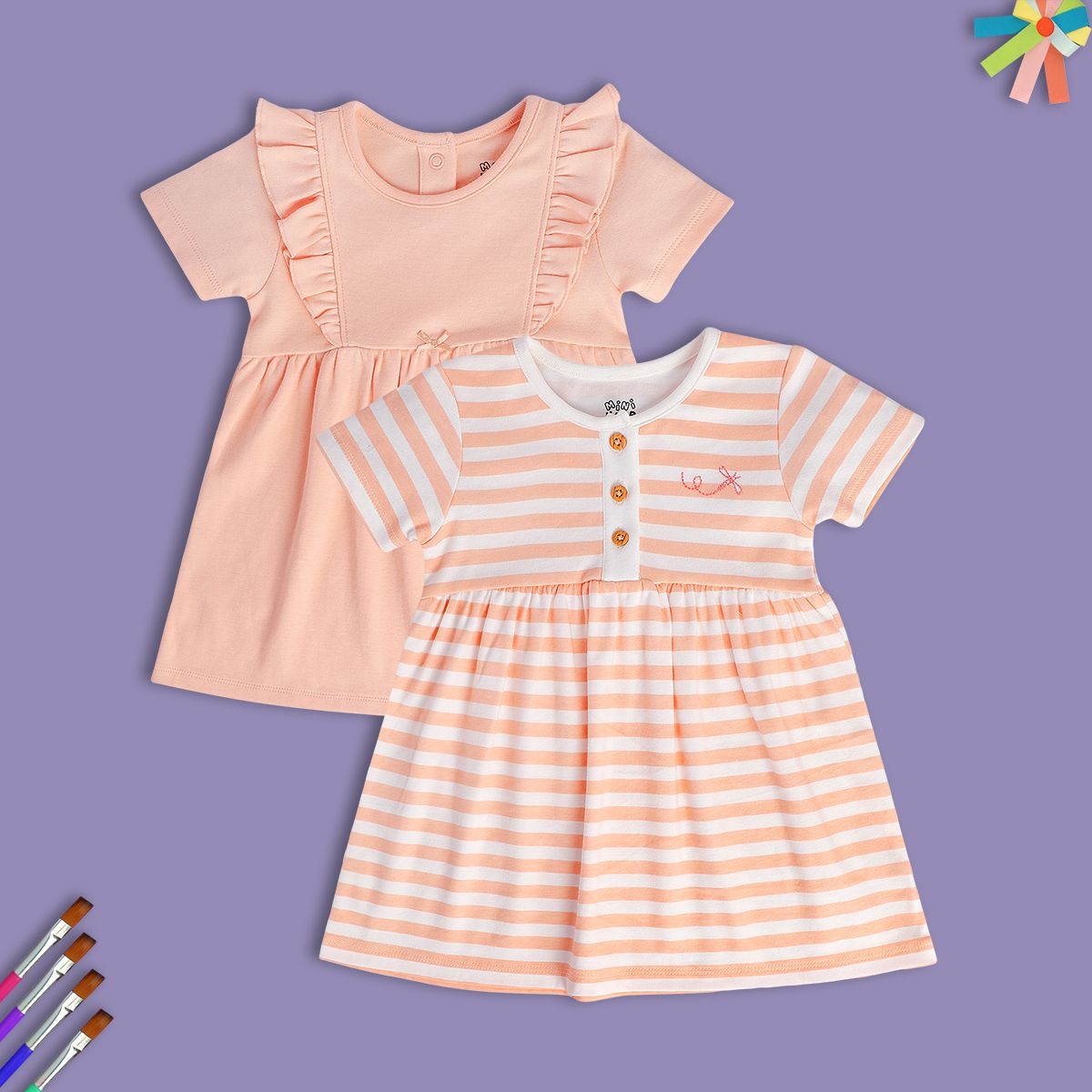 Girls Peach/White Dress