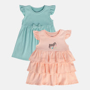 Girls Orange/Green Dress