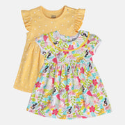 Girls Yellow/White Dress