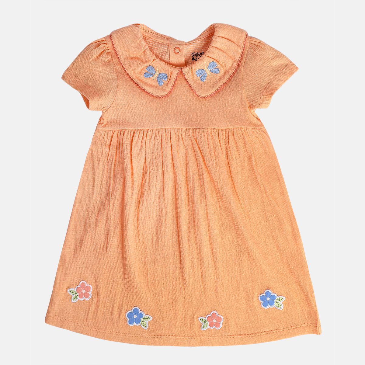 Girls Orange Peter Pan Collar Dress
