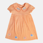 Girls Orange Peter Pan Collar Dress