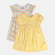 Girls Yellow/White Dress