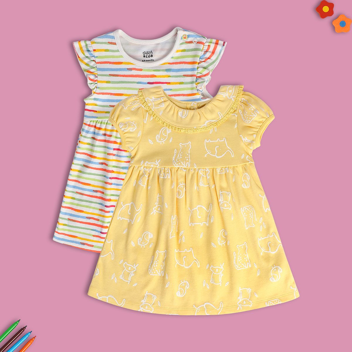 Girls Yellow/White Dress