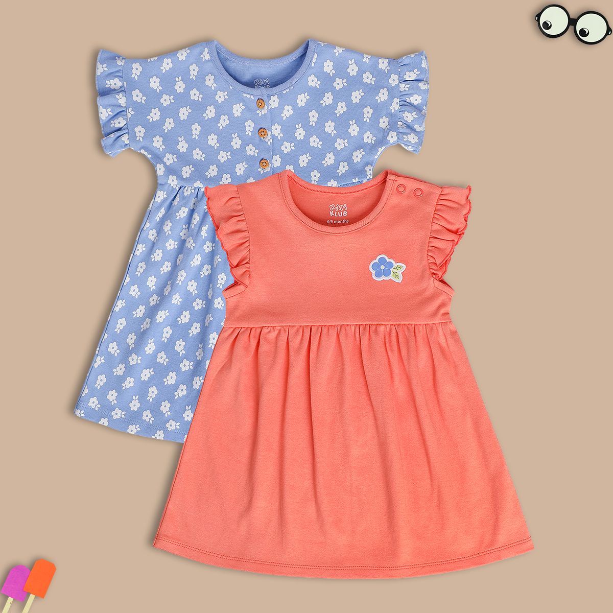 Girls Orange/Blue Dress