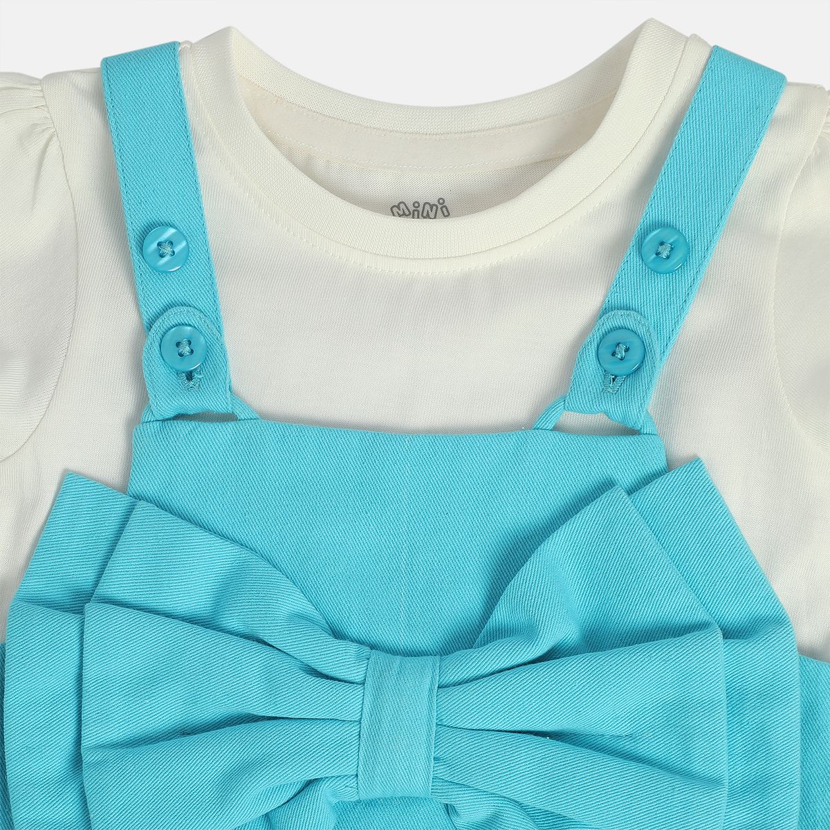 Girls Blue Short Sleeve Dungaree Set