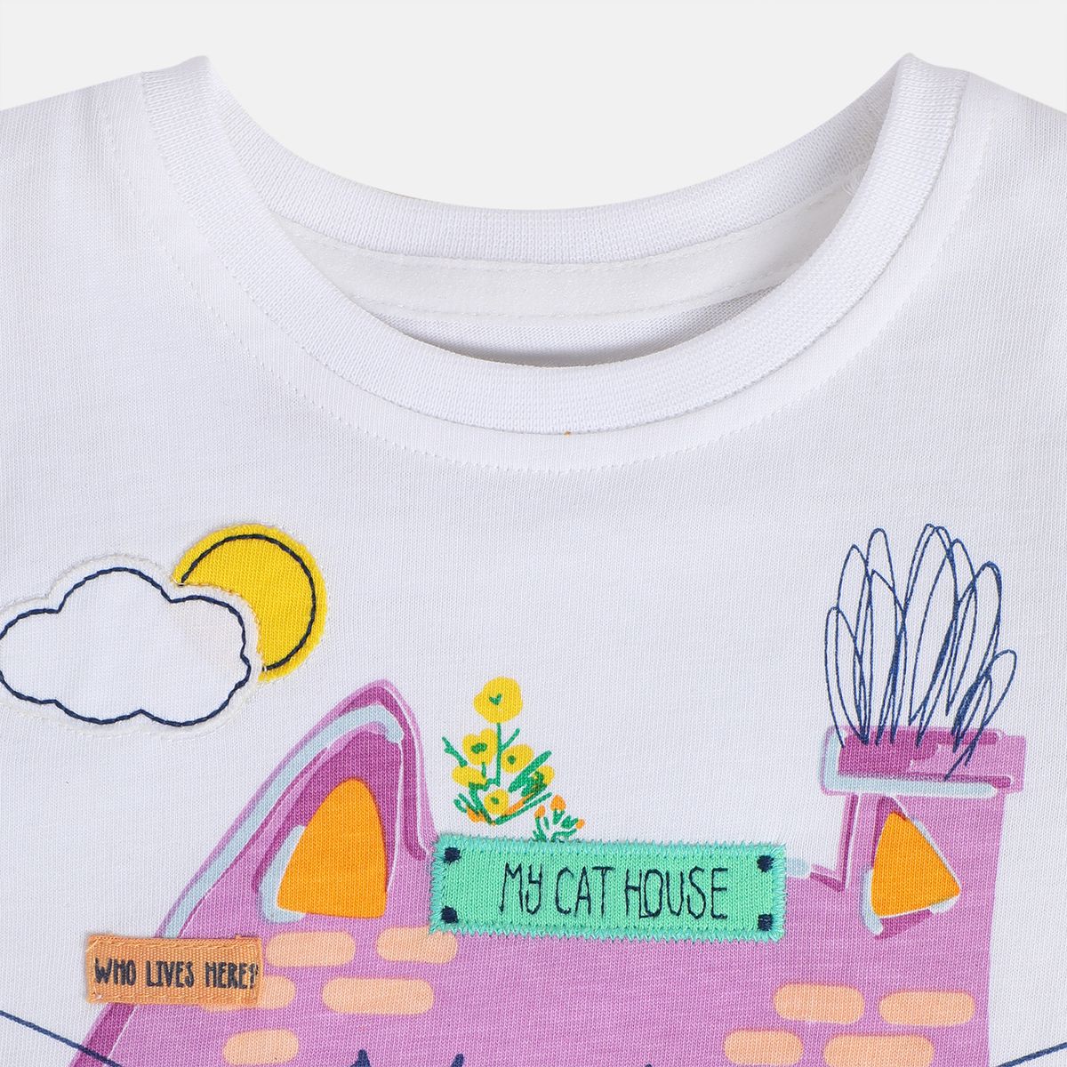 Girls White Short Sleeve Knit Top