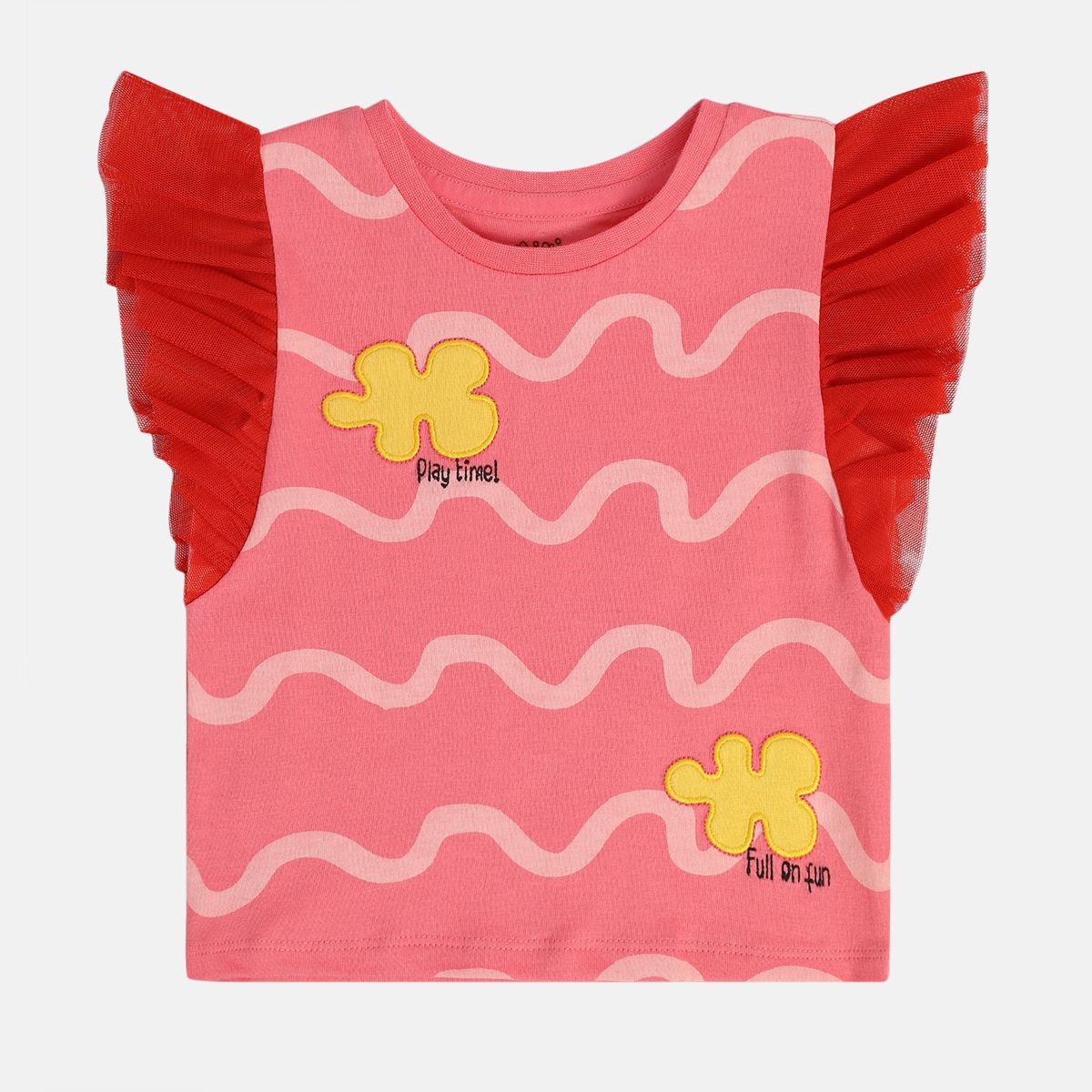 Girls Pink Frill Sleeve Knit Top