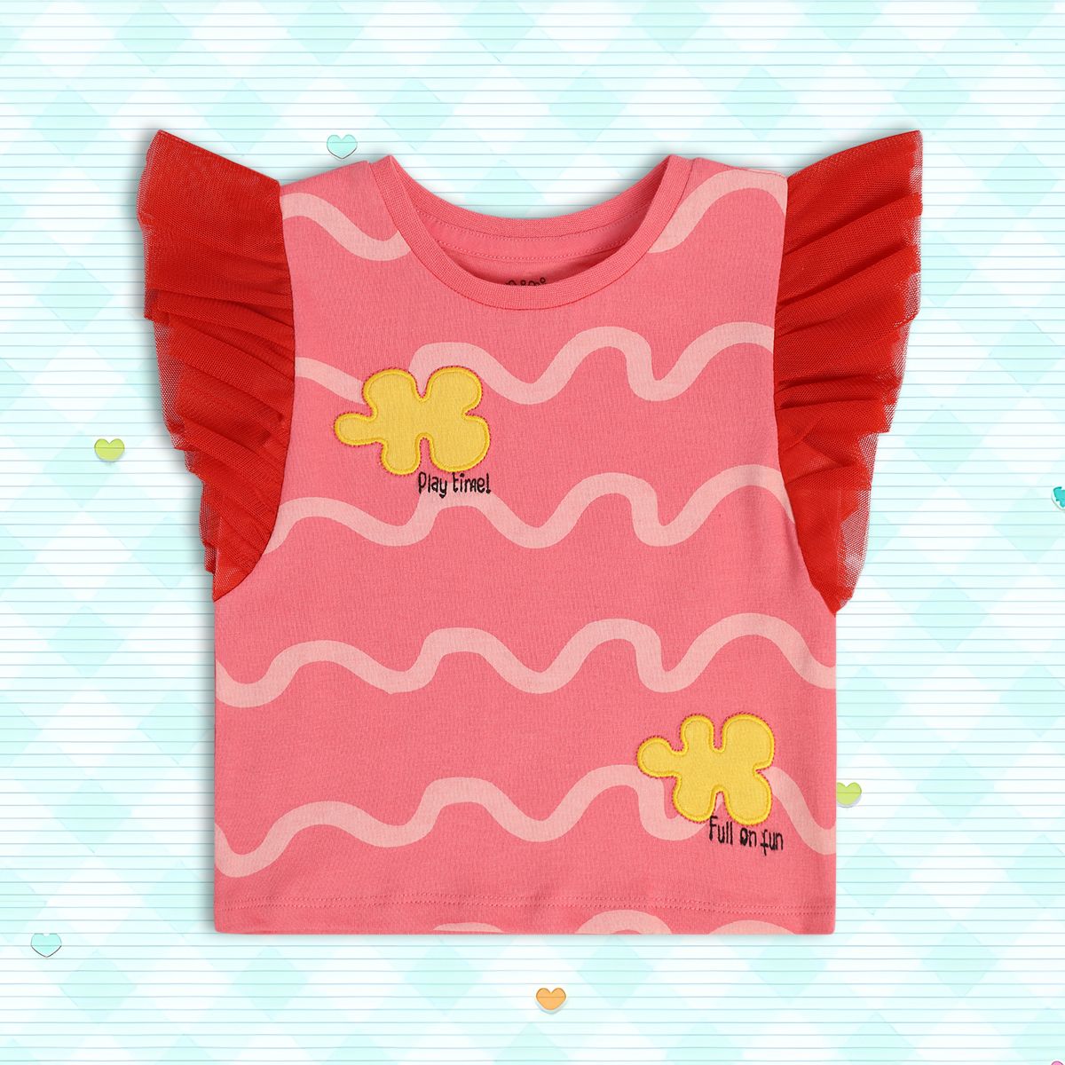 Girls Pink Frill Sleeve Knit Top