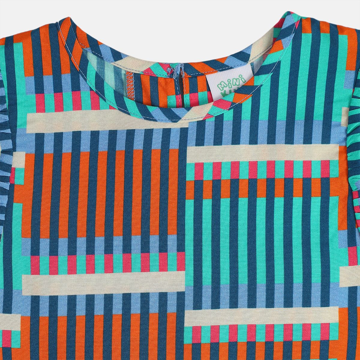 Girls Blue Frill Sleeve Woven Top