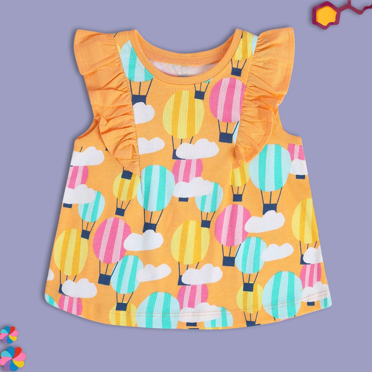 Girls Orange Sleeve Less Knit Top
