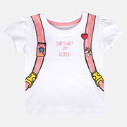 Girls White Short Sleeve Knit Top