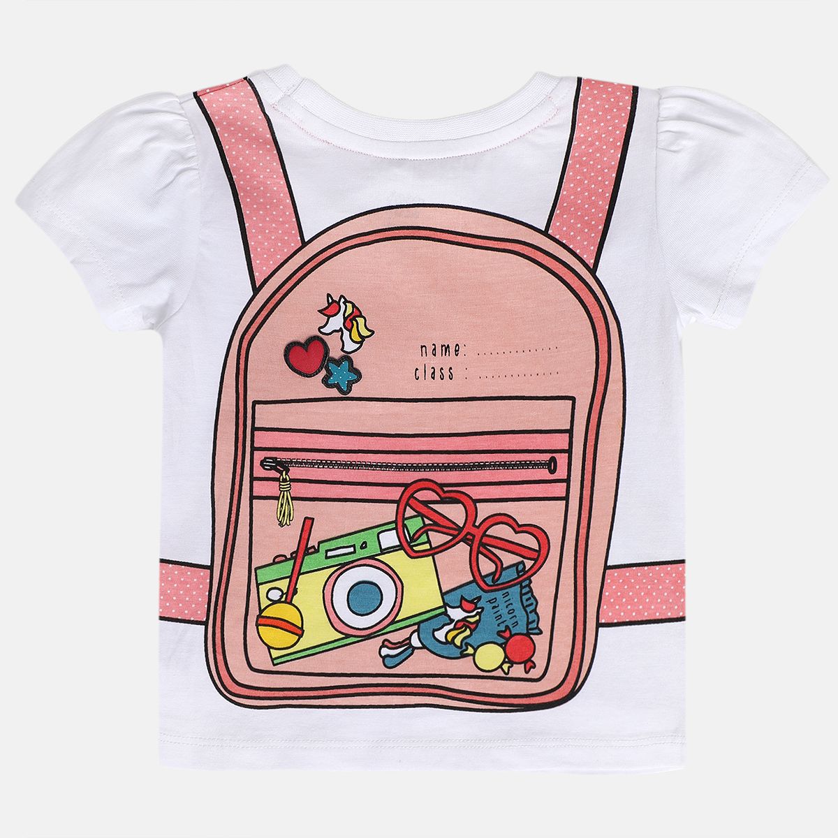 Girls White Short Sleeve Knit Top