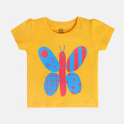 Girls Yellow Short Sleeve Knit Top