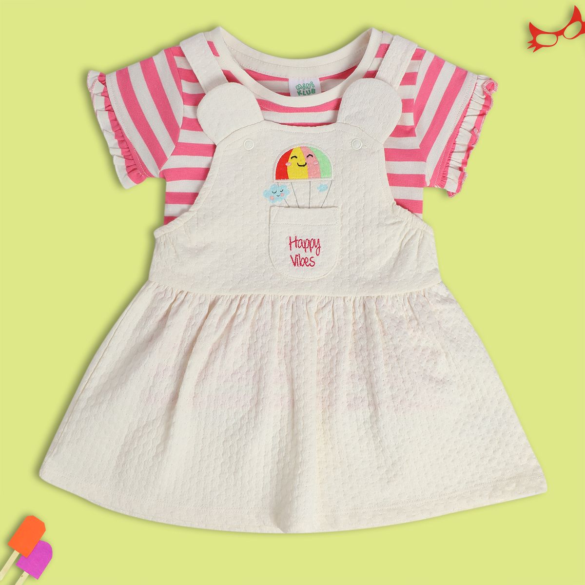 Girls Marshmallow Pack Of 2 Pinny Set