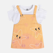 Girls Orange Pack Of 2 Pinny Set