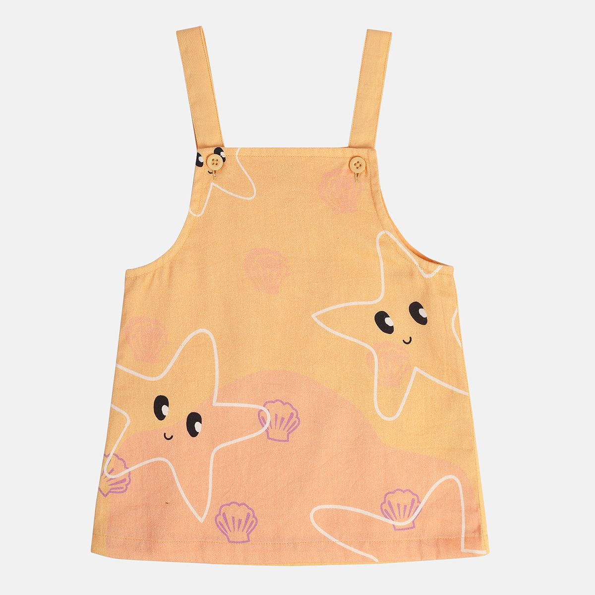 Girls Orange Pack Of 2 Pinny Set