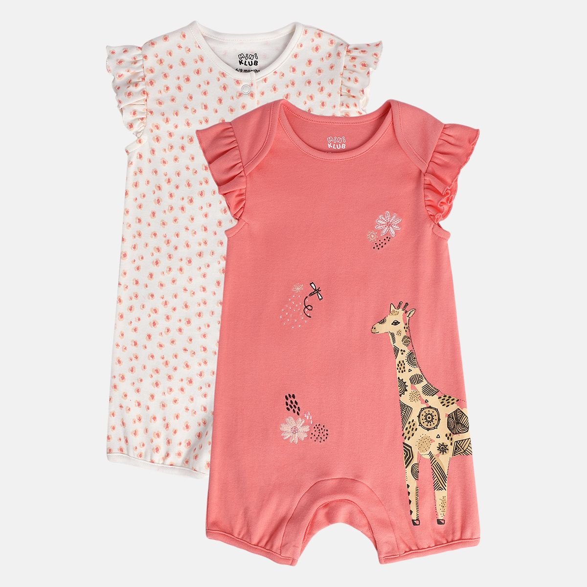 Girls Red/White Front Open Romper