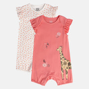 Girls Red/White Front Open Romper