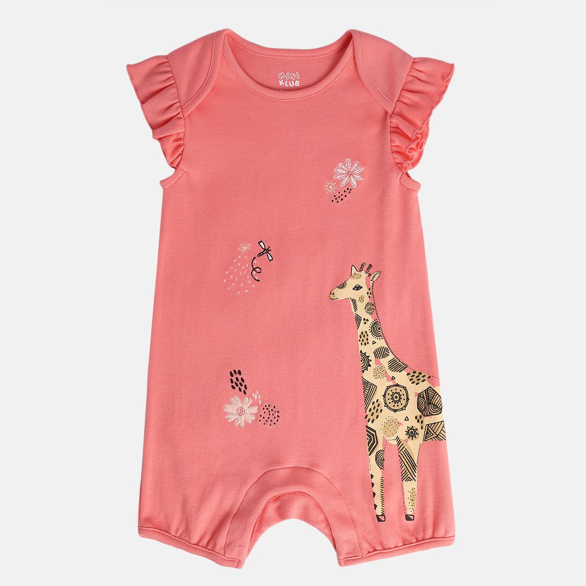Girls Red/White Front Open Romper