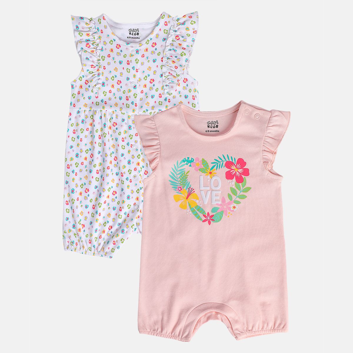 Girls White/Pink Front Open Romper