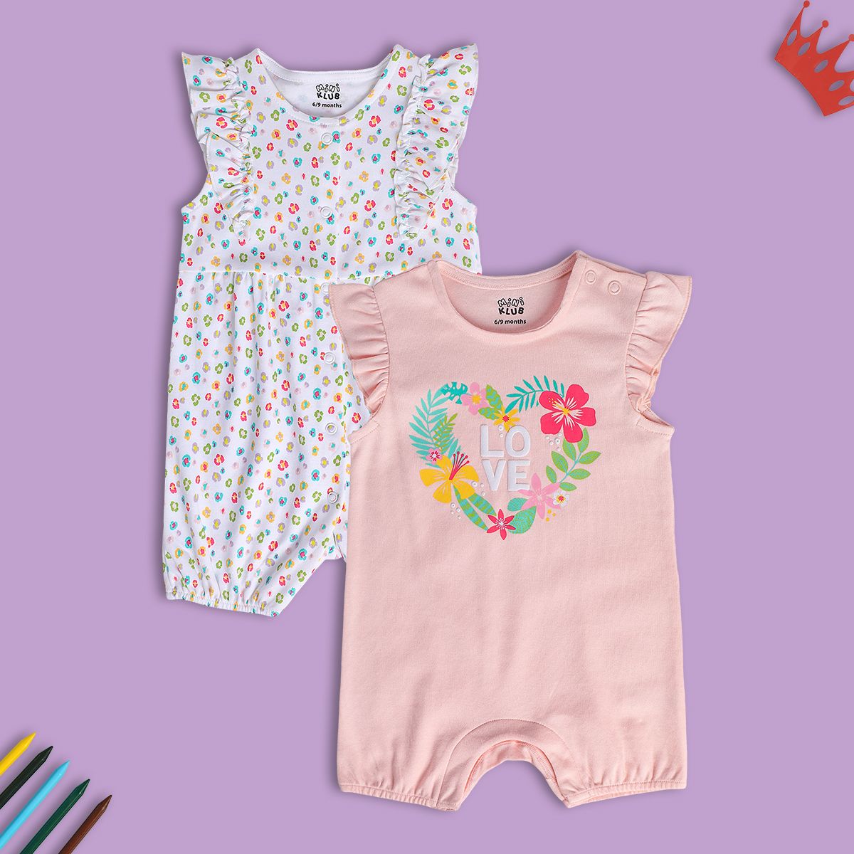 Girls White/Pink Front Open Romper