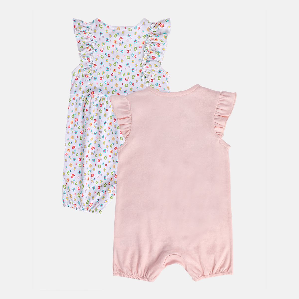 Girls White/Pink Front Open Romper