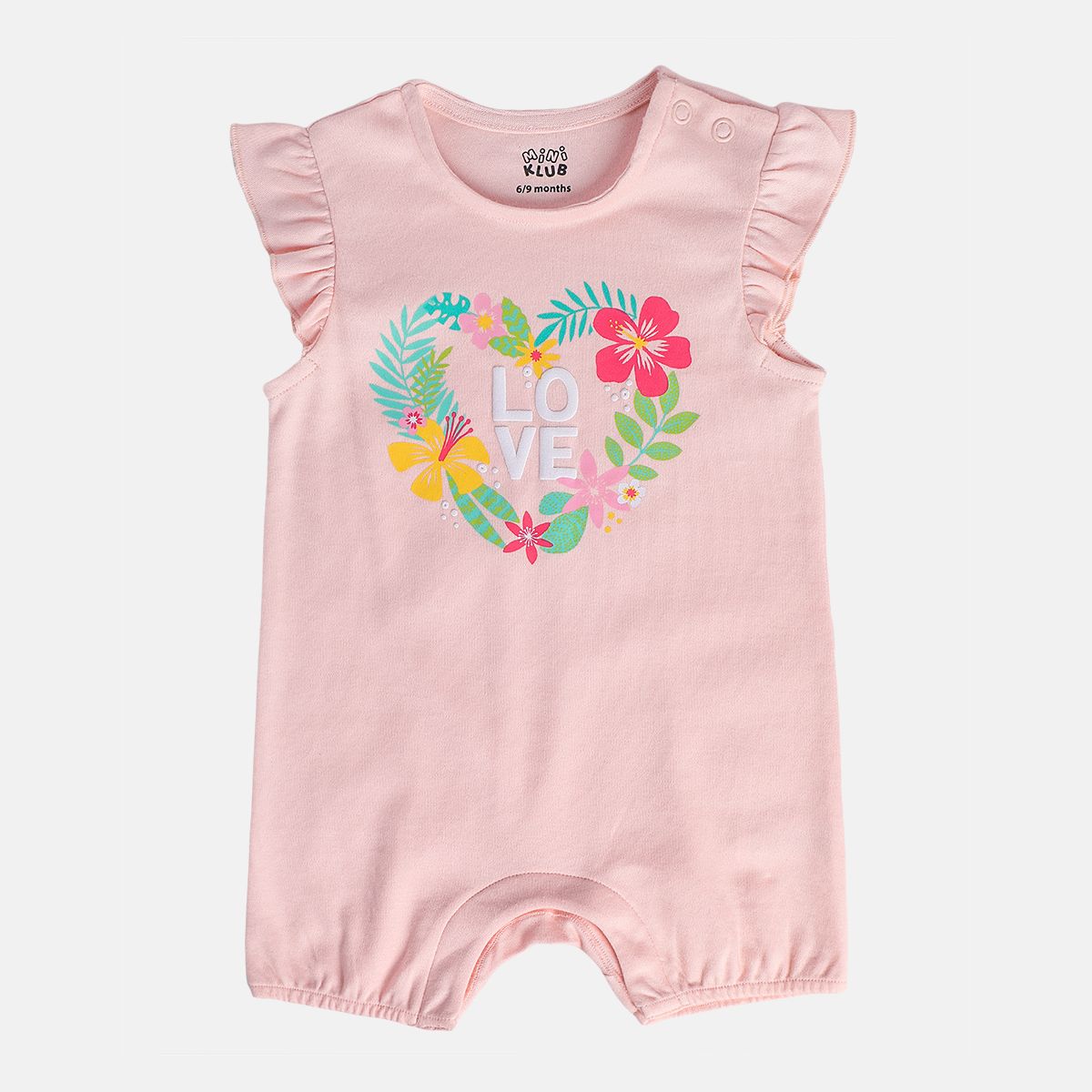 Girls White/Pink Front Open Romper