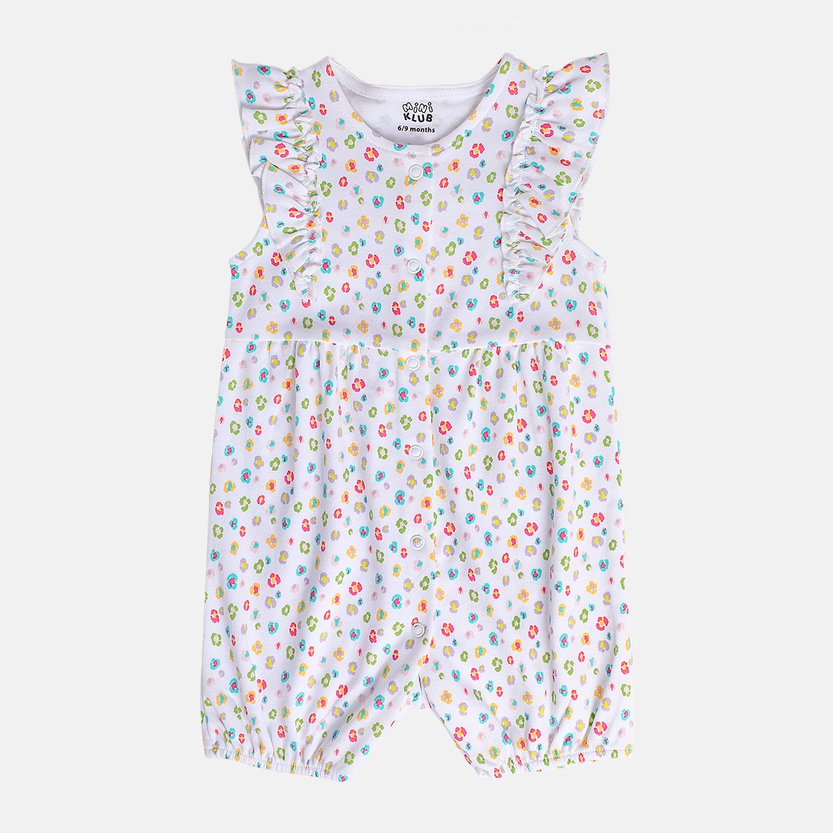 Girls White/Pink Front Open Romper