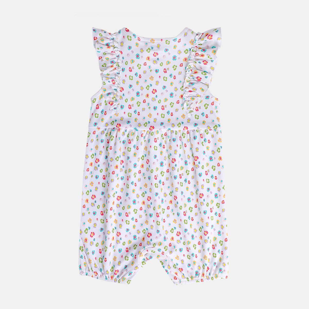 Girls White/Pink Front Open Romper