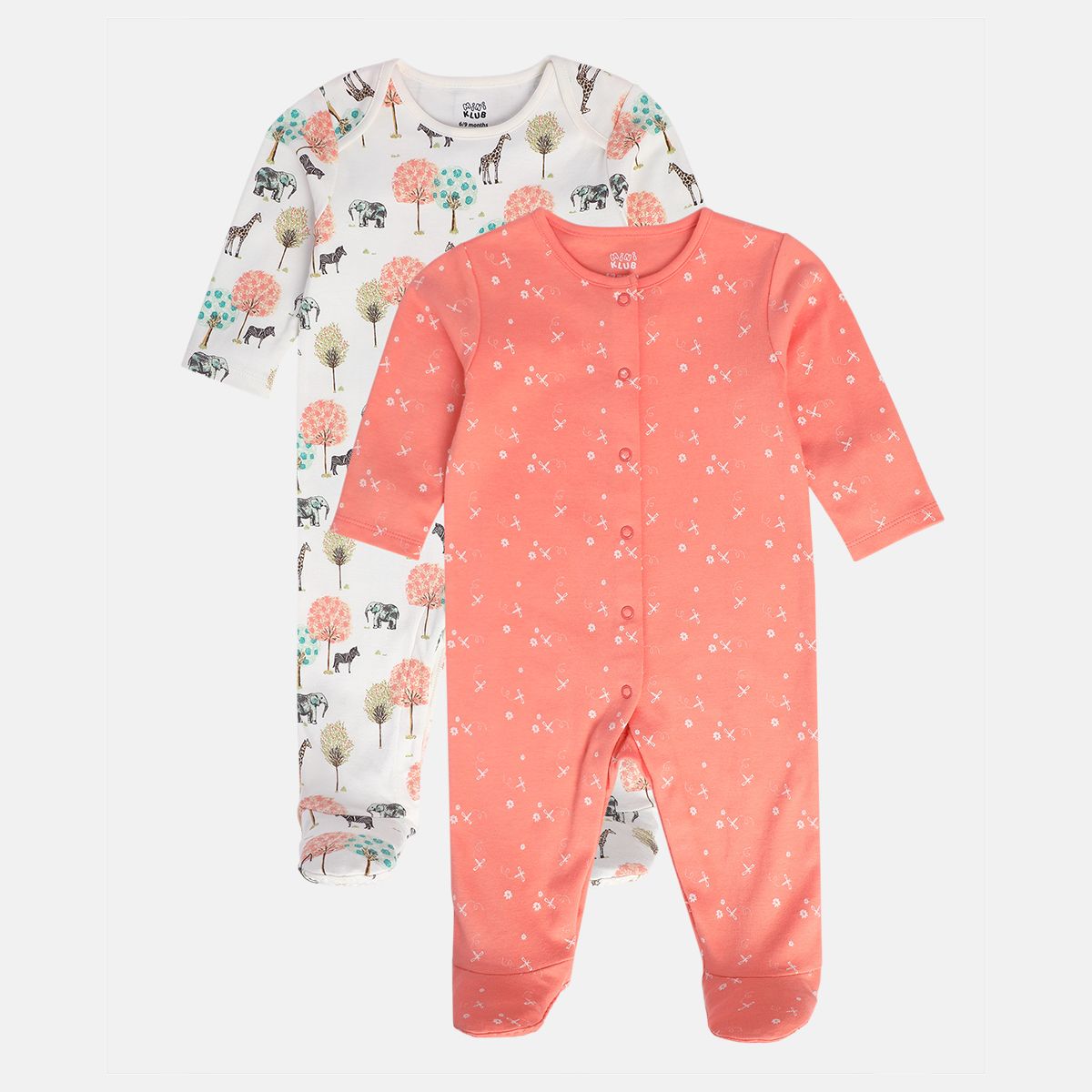 Girls White/Red Front Open Sleep Suit