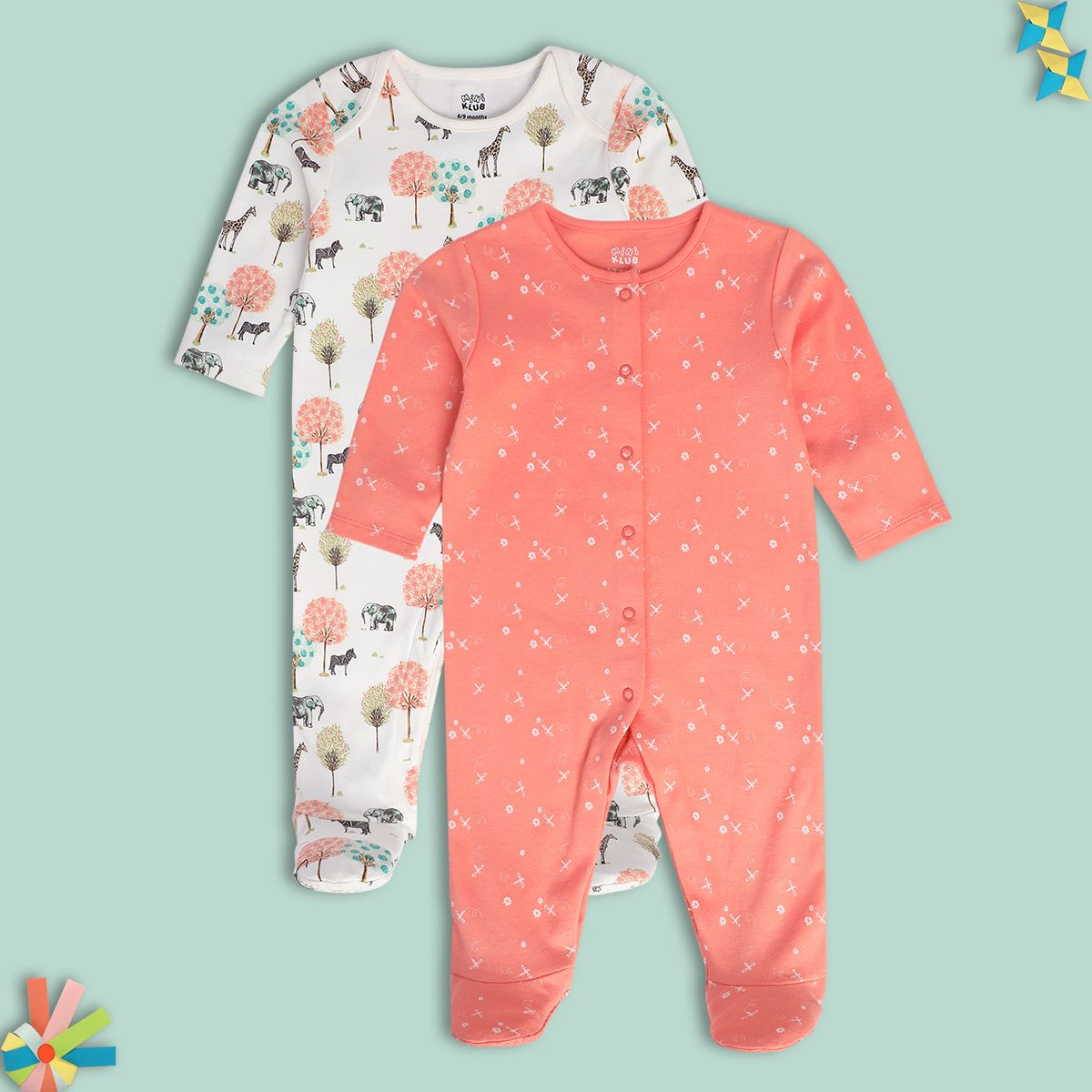 Girls White/Red Front Open Sleep Suit