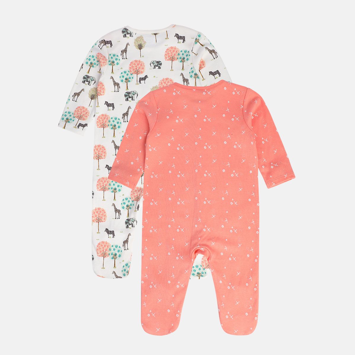 Girls White/Red Front Open Sleep Suit