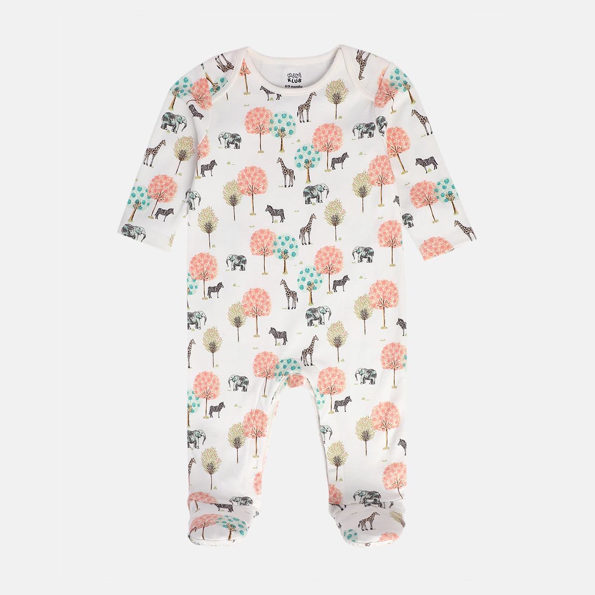 Girls White/Red Front Open Sleep Suit