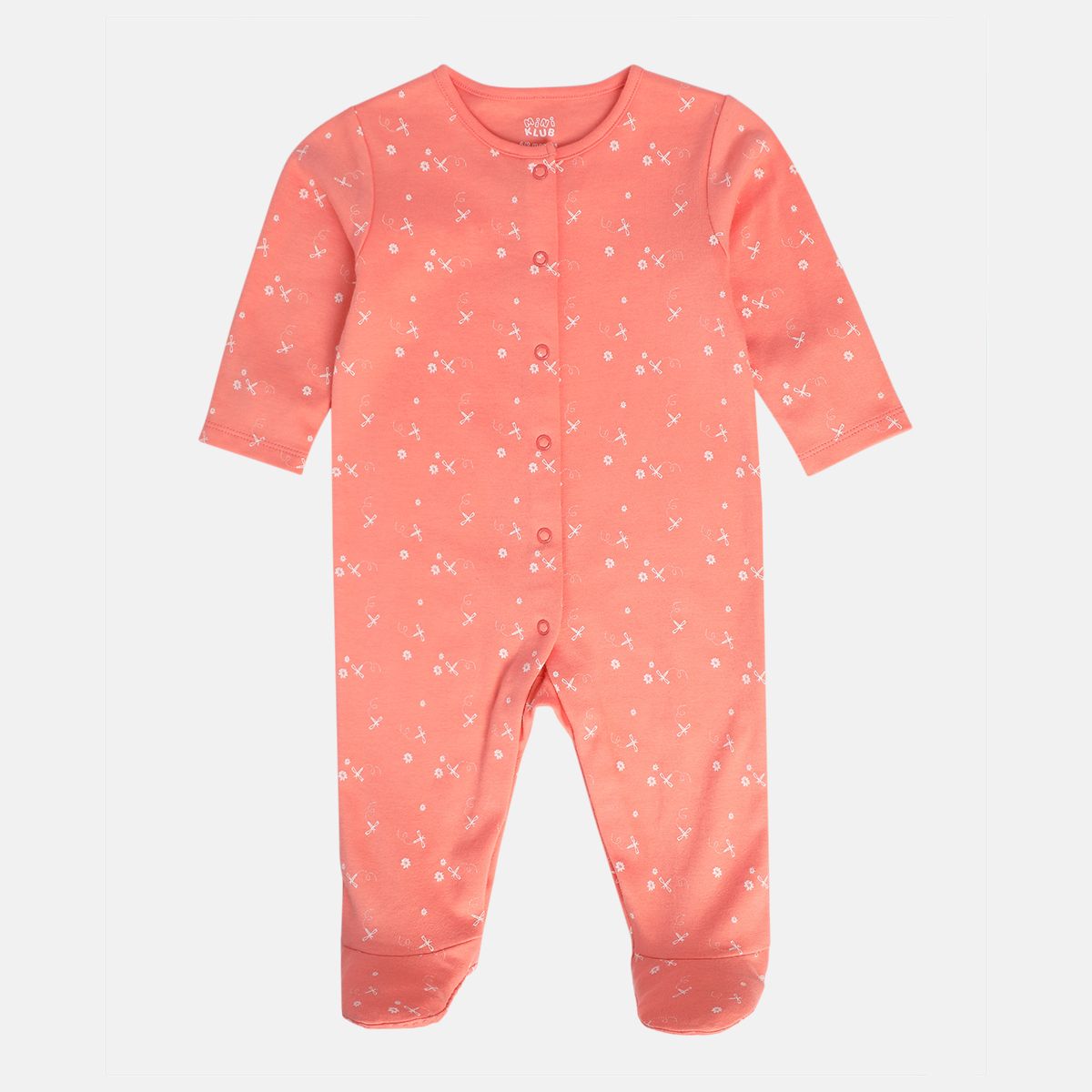 Girls White/Red Front Open Sleep Suit