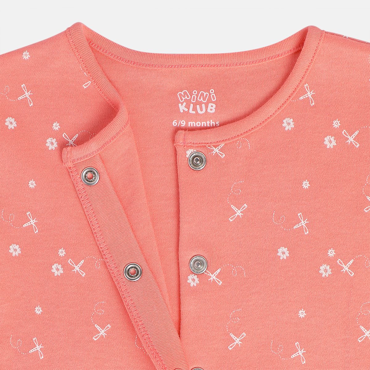 Girls White/Red Front Open Sleep Suit