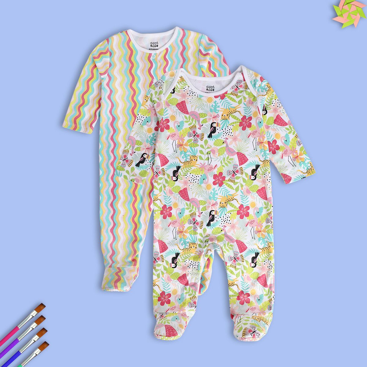 Girls Multi Front Open Sleep Suit