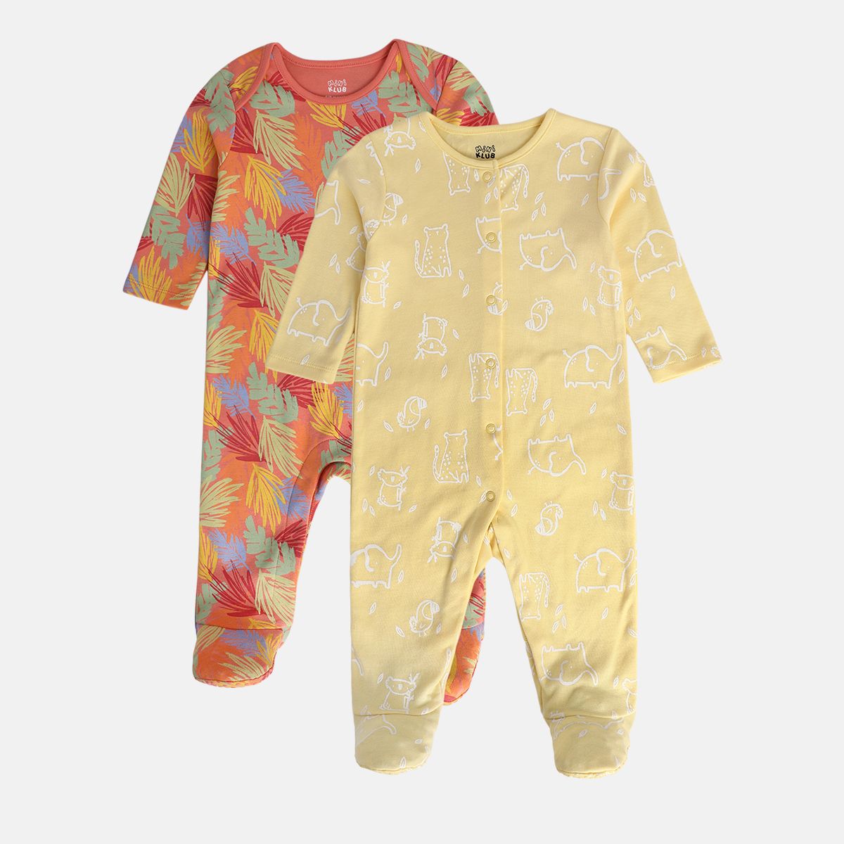 Girls Orange/Yellow Front Open Sleep Suit
