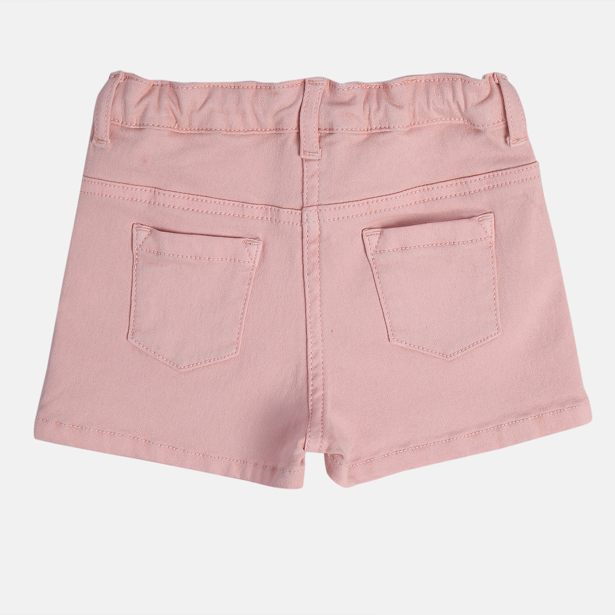 Baby Girls Solid Shorts with Ruffle Pocket Detail, Peach