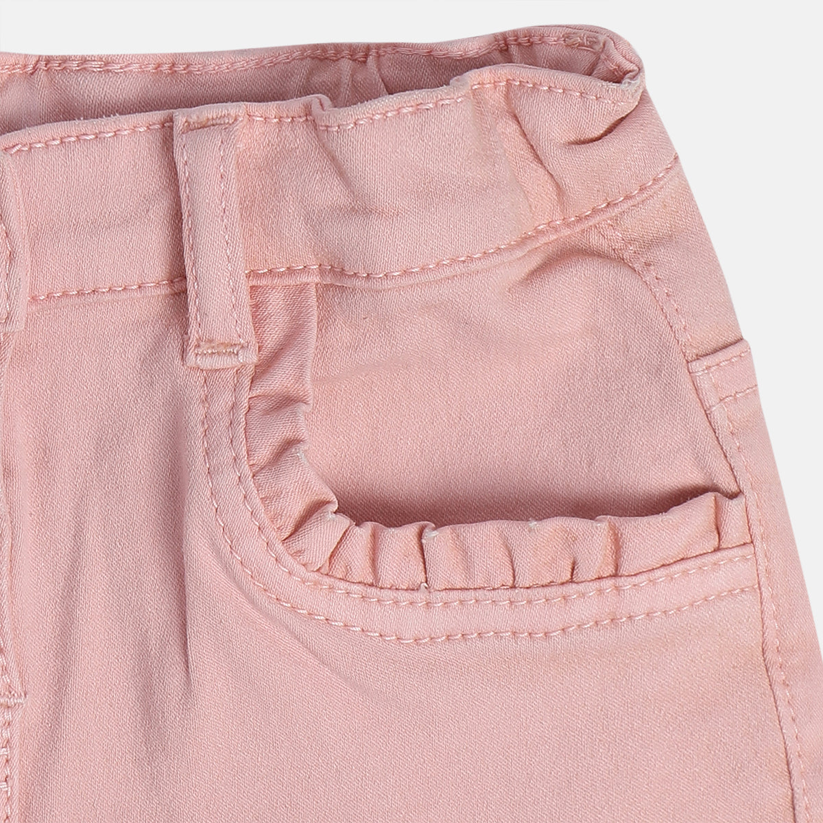 Baby Girls Solid Shorts with Ruffle Pocket Detail, Peach