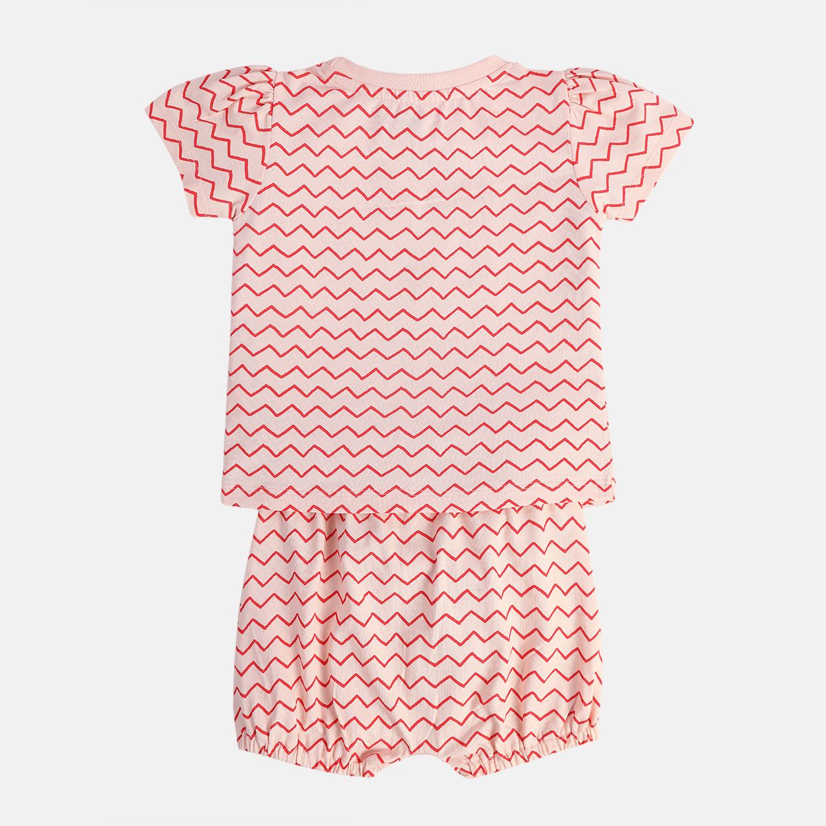 Baby Girls Zigzag Print Top and Shorts Set, Pink and Red