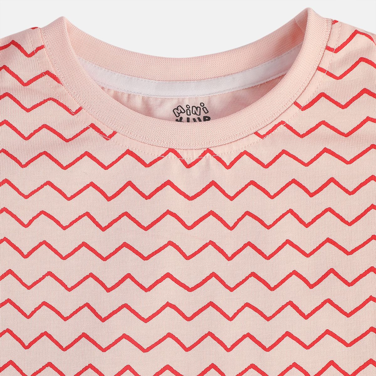Baby Girls Zigzag Print Top and Shorts Set, Pink and Red