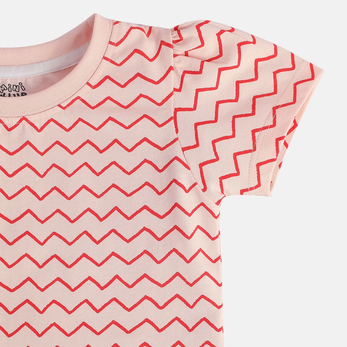Baby Girls Zigzag Print Top and Shorts Set, Pink and Red