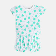 Baby Girls Heart Lollipop Print Top and Shorts Set, White and Mint Green