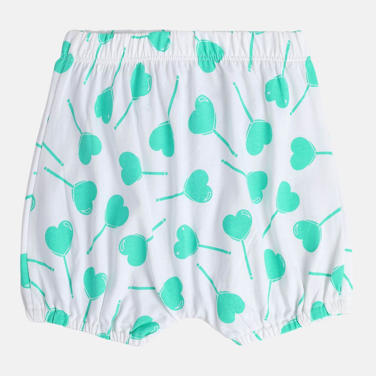 Baby Girls Heart Lollipop Print Top and Shorts Set, White and Mint Green