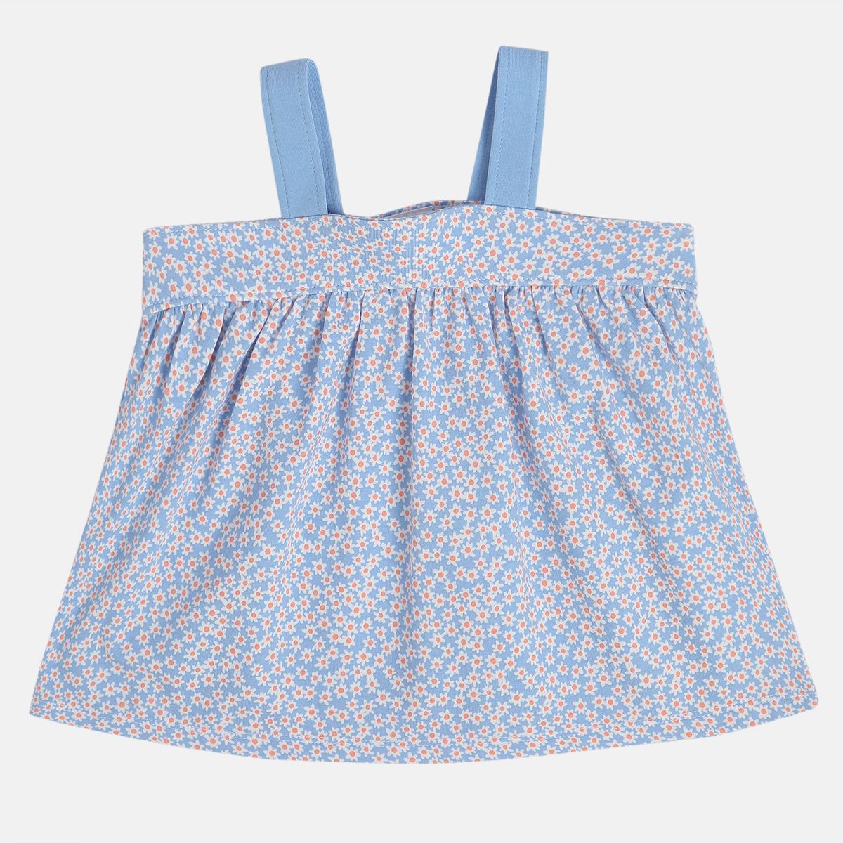 Baby Girls Floral Printed Strap Top with Leggings Set, Blue
